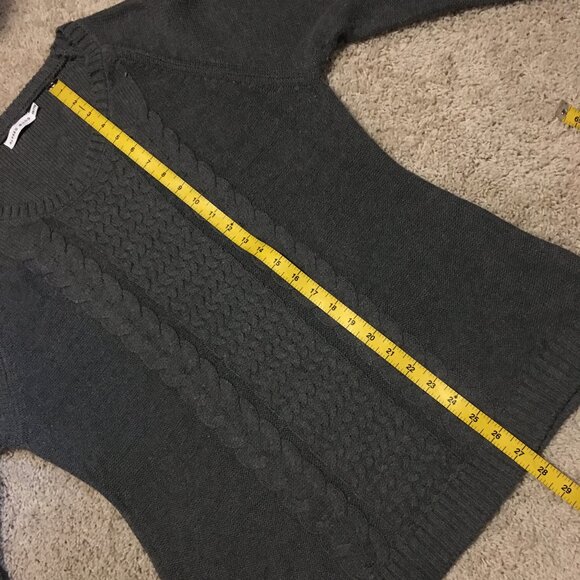 ALFRED SUNG Natural Wool Cotton Rayon Blend Grey Cable Knit Sweater - Picture 15 of 16